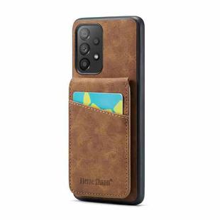For Samsung Galaxy A72 4G / 5G Fierre Shann Crazy Horse Card Holder Back Cover PU Phone Case(Brown)