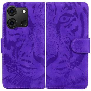 For Infinix Smart 7 India/7 Plus Tiger Embossing Pattern Flip Leather Phone Case(Purple)