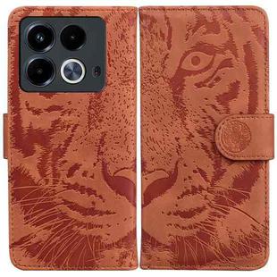 For Infinix Note 40 4G Tiger Embossing Pattern Flip Leather Phone Case(Brown)