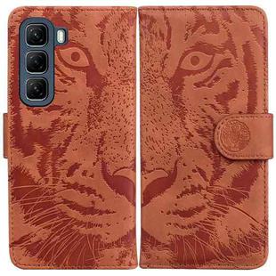 For Infinix Hot 50 4G Tiger Embossing Pattern Flip Leather Phone Case(Brown)