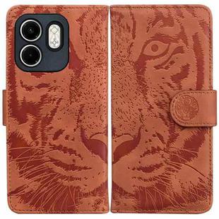 For Infinix Hot 50i / Smart 9 Tiger Embossing Pattern Flip Leather Phone Case(Brown)