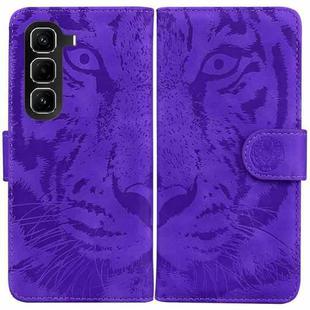 For Infinix Hot 50 Pro 4G Tiger Embossing Pattern Flip Leather Phone Case(Purple)