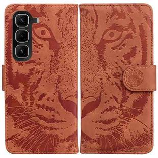 For Infinix Hot 50 Pro 4G Tiger Embossing Pattern Flip Leather Phone Case(Brown)