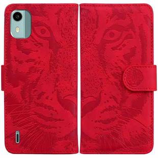 For Nokia C12 Tiger Embossing Pattern Flip Leather Phone Case(Red)