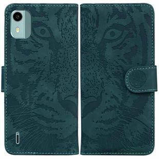 For Nokia C12 Tiger Embossing Pattern Flip Leather Phone Case(Green)