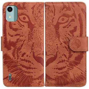 For Nokia C12 Tiger Embossing Pattern Flip Leather Phone Case(Brown)