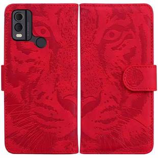 For Nokia C22 Tiger Embossing Pattern Flip Leather Phone Case(Red)