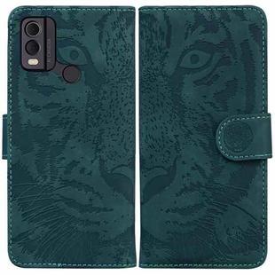 For Nokia C22 Tiger Embossing Pattern Flip Leather Phone Case(Green)