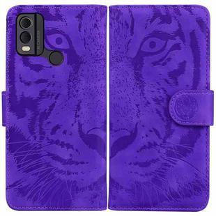 For Nokia C22 Tiger Embossing Pattern Flip Leather Phone Case(Purple)