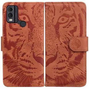 For Nokia C22 Tiger Embossing Pattern Flip Leather Phone Case(Brown)