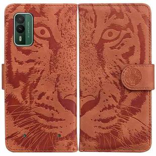 For Nokia XR21 Tiger Embossing Pattern Flip Leather Phone Case(Brown)