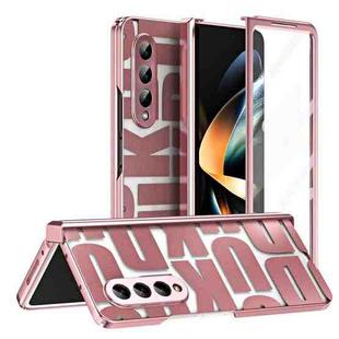 For Samsung Galaxy Z Fold4 5G Integrated Electroplating Folding Phone Case with Hinge(Rose Gold)