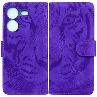 For Tecno Pova 5 Tiger Embossing Pattern Flip Leather Phone Case(Purple)