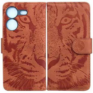 For Tecno Pova 5 Tiger Embossing Pattern Flip Leather Phone Case(Brown)