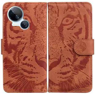 For Tecno Spark 10 5G Tiger Embossing Pattern Flip Leather Phone Case(Brown)