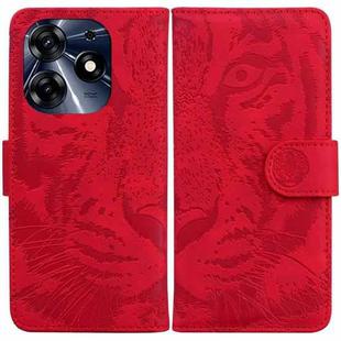For Tecno Spark 10 Pro Tiger Embossing Pattern Flip Leather Phone Case(Red)