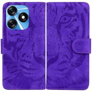 For Tecno Spark 10 / Spark 10C Tiger Embossing Pattern Flip Leather Phone Case(Purple)