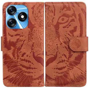 For Tecno Spark 10 / Spark 10C Tiger Embossing Pattern Flip Leather Phone Case(Brown)