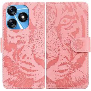 For Tecno Spark 10 / Spark 10C Tiger Embossing Pattern Flip Leather Phone Case(Pink)