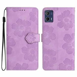 For Motorola Moto G73 Flower Embossing Pattern Leather Phone Case(Purple)