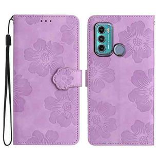 For Motorola Moto G60 / G40 Fusion Flower Embossing Pattern Leather Phone Case(Purple)