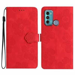 For Motorola Moto G60 / G40 Fusion Flower Embossing Pattern Leather Phone Case(Red)