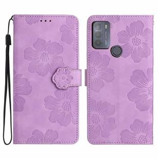 For Motorola Moto G50 Flower Embossing Pattern Leather Phone Case(Purple)