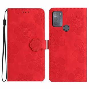 For Motorola Moto G50 Flower Embossing Pattern Leather Phone Case(Red)