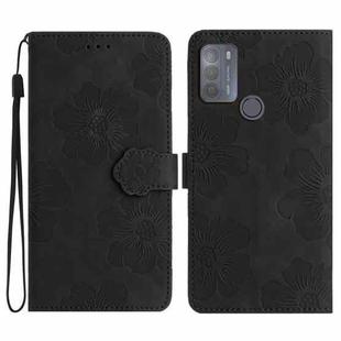 For Motorola Moto G50 Flower Embossing Pattern Leather Phone Case(Black)