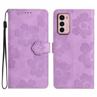 For Motorola Moto G42 Flower Embossing Pattern Leather Phone Case(Purple)