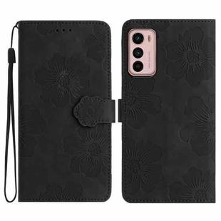 For Motorola Moto G42 Flower Embossing Pattern Leather Phone Case(Black)