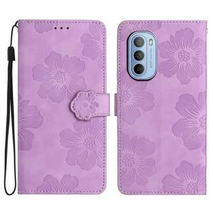 For Motorola Moto G31 / G41 Flower Embossing Pattern Leather Phone Case(Purple)