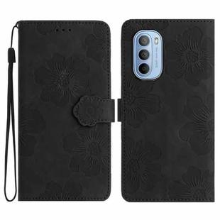 For Motorola Moto G31 / G41 Flower Embossing Pattern Leather Phone Case(Black)