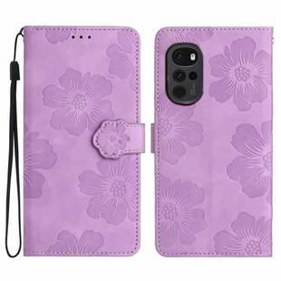 For Motorola Moto G22 Flower Embossing Pattern Leather Phone Case(Purple)