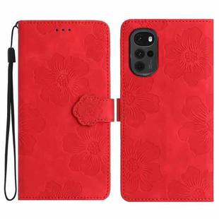 For Motorola Moto G22 Flower Embossing Pattern Leather Phone Case(Red)
