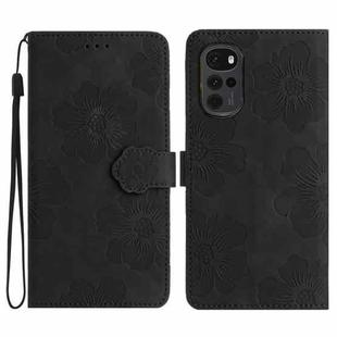 For Motorola Moto G22 Flower Embossing Pattern Leather Phone Case(Black)