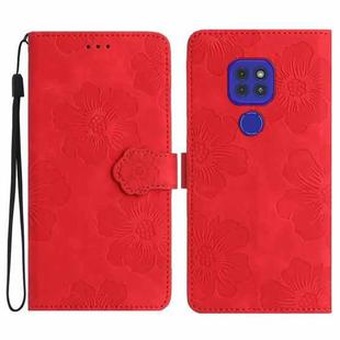 For Motorola Moto G9 / G9 Play / E7 Plus Flower Embossing Pattern Leather Phone Case(Red)