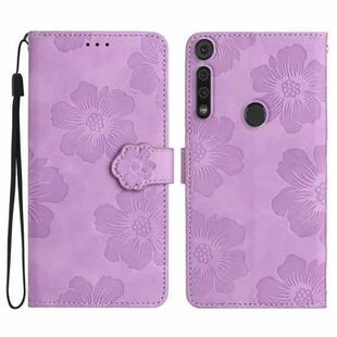 For Motorola Moto G8 Play Flower Embossing Pattern Leather Phone Case(Purple)