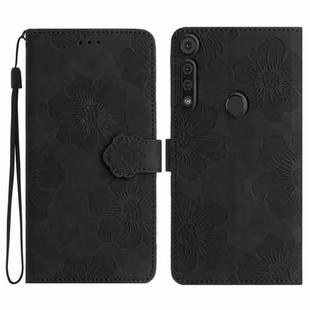 For Motorola Moto G8 Play Flower Embossing Pattern Leather Phone Case(Black)