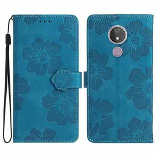 For Motorola Moto G7 Power Flower Embossing Pattern Leather Phone Case(Blue)