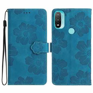 For Motorola Moto E20 / E30 / E40 Flower Embossing Pattern Leather Phone Case(Blue)