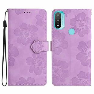 For Motorola Moto E20 / E30 / E40 Flower Embossing Pattern Leather Phone Case(Purple)