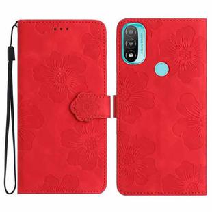 For Motorola Moto E20 / E30 / E40 Flower Embossing Pattern Leather Phone Case(Red)