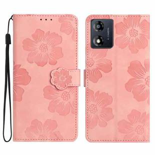 For Motorola Moto E13 Flower Embossing Pattern Leather Phone Case(Pink)