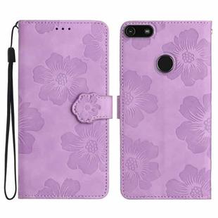 For Motorola Moto E6 Play Flower Embossing Pattern Leather Phone Case(Purple)