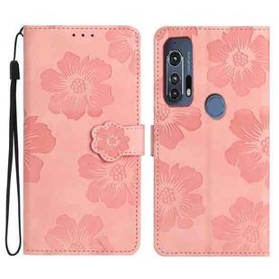 For Motorola Edge+ 2020 Flower Embossing Pattern Leather Phone Case(Pink)