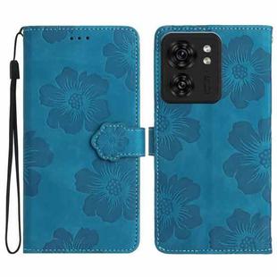 For Motorola Edge 40 Flower Embossing Pattern Leather Phone Case(Blue)