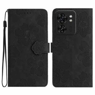 For Motorola Edge 40 Flower Embossing Pattern Leather Phone Case(Black)