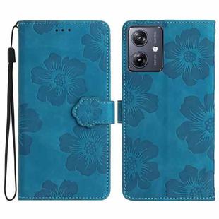 For Motorola Moto G14 4G Flower Embossing Pattern Leather Phone Case(Blue)