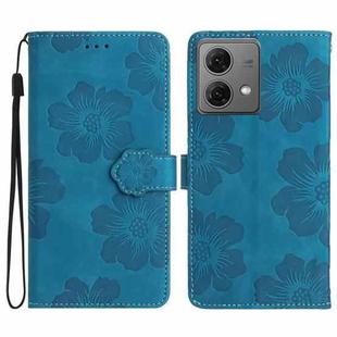 For Motorola Moto G84 5G Flower Embossing Pattern Leather Phone Case(Blue)